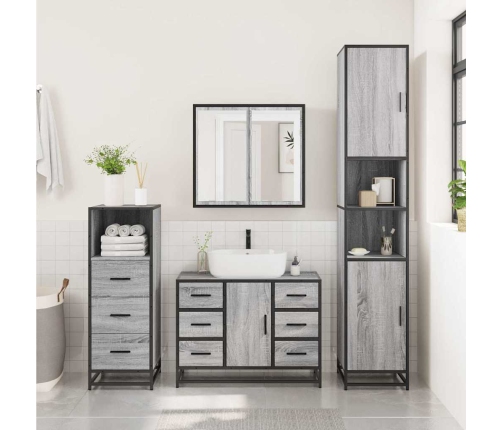 Set de muebles de baño 3 pzas madera contrachapada gris sonoma