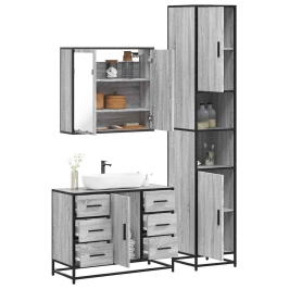 Set de muebles de baño 3 pzas madera contrachapada gris sonoma