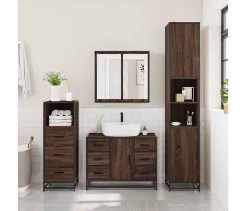 Set de muebles baño 3 pzas madera contrachapada roble marrón