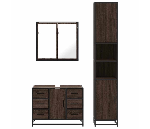 Set de muebles baño 3 pzas madera contrachapada roble marrón