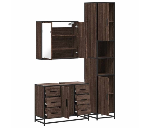 Set de muebles baño 3 pzas madera contrachapada roble marrón