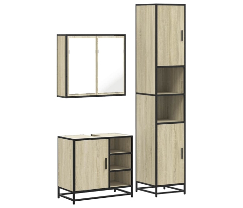 Set de muebles de baño 3 pzas madera contrachapada roble Sonoma