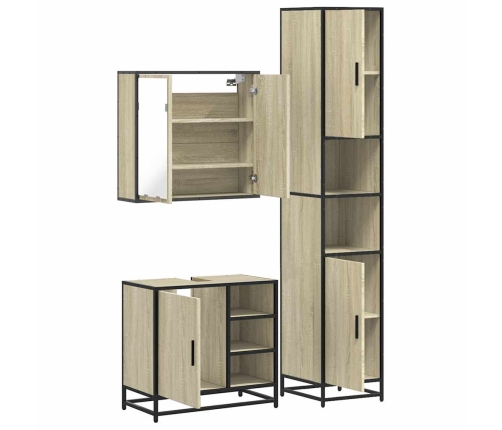 Set de muebles de baño 3 pzas madera contrachapada roble Sonoma