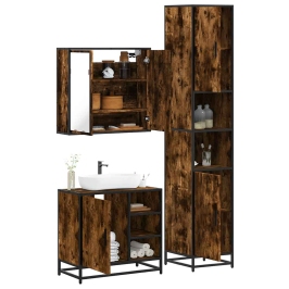 Set de muebles baño 3 pzas madera contrachapada roble ahumado