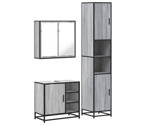 Set de muebles de baño 3 pzas madera contrachapada gris sonoma