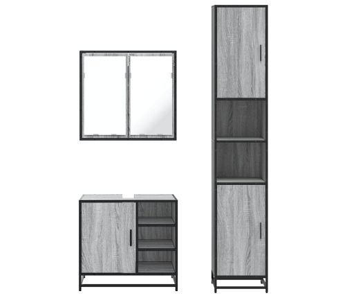 Set de muebles de baño 3 pzas madera contrachapada gris sonoma