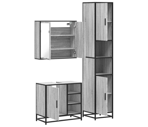 Set de muebles de baño 3 pzas madera contrachapada gris sonoma