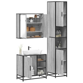 Set de muebles de baño 3 pzas madera contrachapada gris sonoma