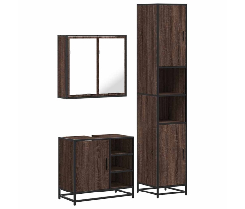 Set de muebles baño 3 pzas madera contrachapada roble marrón