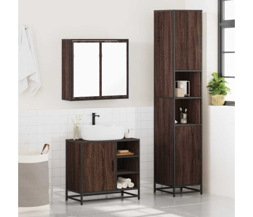 Set de muebles baño 3 pzas madera contrachapada roble marrón