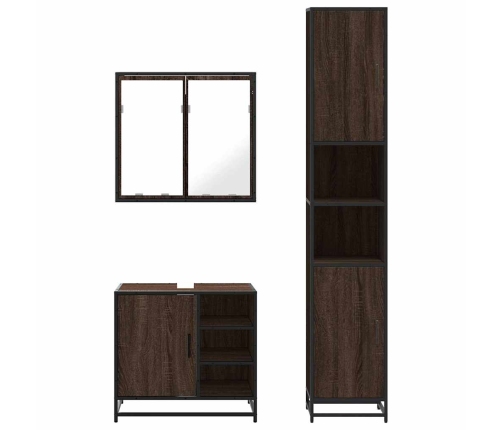 Set de muebles baño 3 pzas madera contrachapada roble marrón