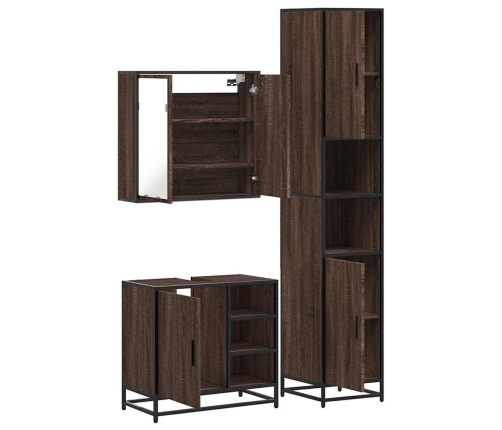 Set de muebles baño 3 pzas madera contrachapada roble marrón