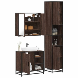 Set de muebles baño 3 pzas madera contrachapada roble marrón