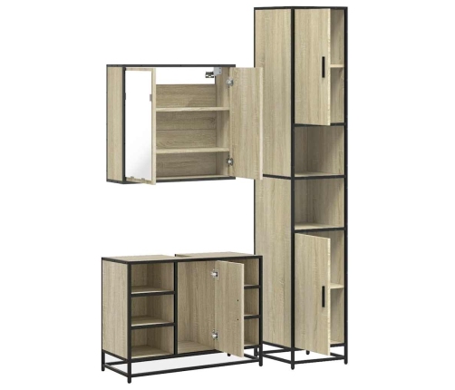 Set de muebles de baño 3 pzas madera contrachapada roble Sonoma