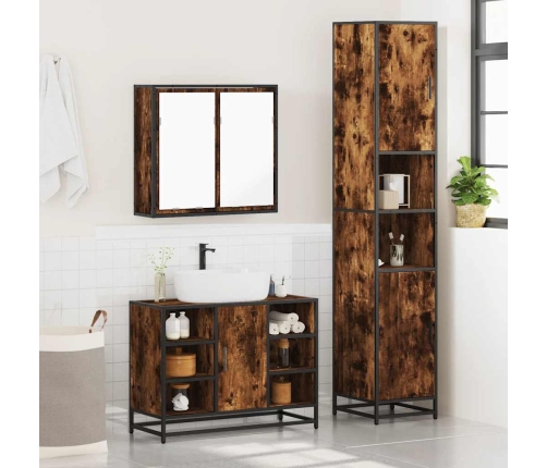 Set de muebles baño 3 pzas madera contrachapada roble ahumado