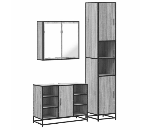 Set de muebles de baño 3 pzas madera contrachapada gris sonoma