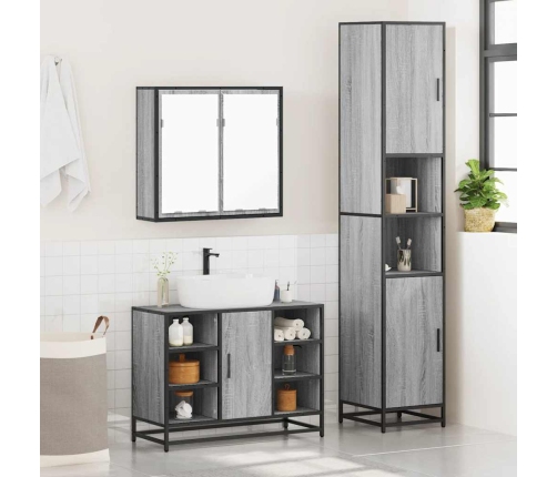 Set de muebles de baño 3 pzas madera contrachapada gris sonoma