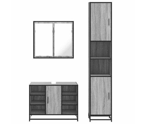 Set de muebles de baño 3 pzas madera contrachapada gris sonoma