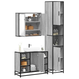 Set de muebles de baño 3 pzas madera contrachapada gris sonoma