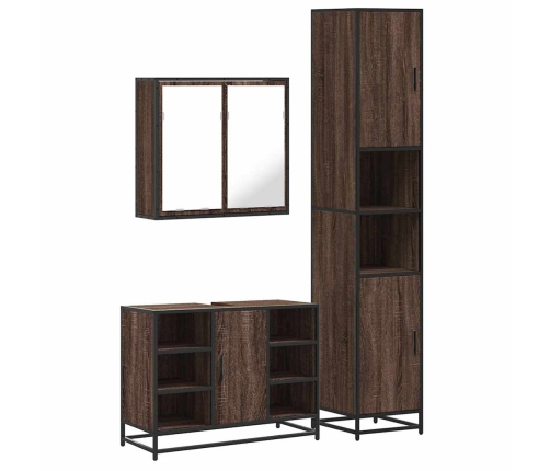 Set de muebles baño 3 pzas madera contrachapada roble marrón