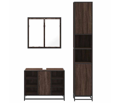 Set de muebles baño 3 pzas madera contrachapada roble marrón