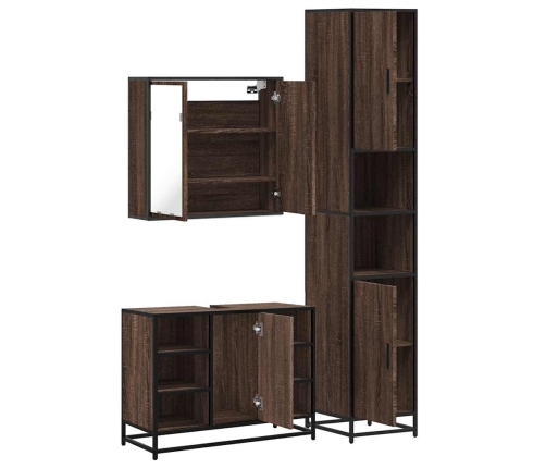 Set de muebles baño 3 pzas madera contrachapada roble marrón