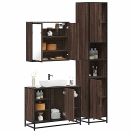 Set de muebles baño 3 pzas madera contrachapada roble marrón