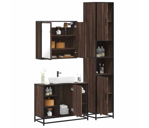 Set de muebles baño 3 pzas madera contrachapada roble marrón