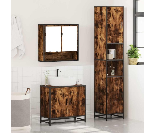 Set de muebles baño 3 pzas madera contrachapada roble ahumado