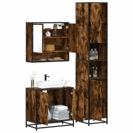 Set de muebles baño 3 pzas madera contrachapada roble ahumado