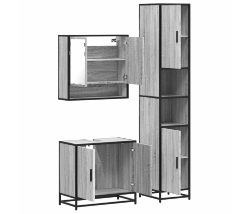 Set de muebles de baño 3 pzas madera contrachapada gris sonoma