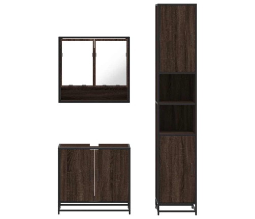 Set de muebles baño 3 pzas madera contrachapada roble marrón