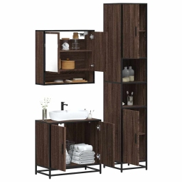 Set de muebles baño 3 pzas madera contrachapada roble marrón