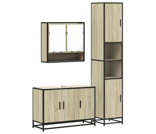 Set de muebles de baño 3 pzas madera contrachapada roble Sonoma