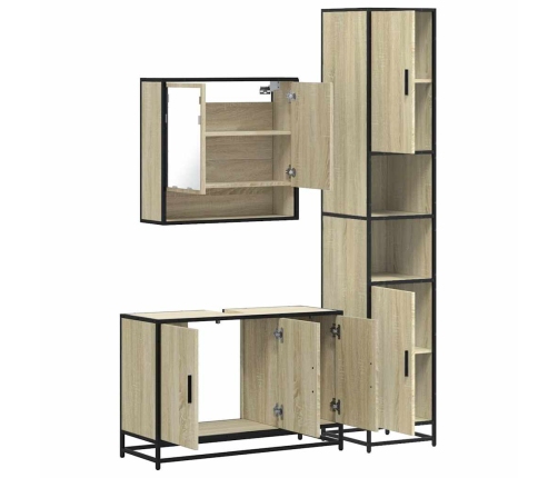 Set de muebles de baño 3 pzas madera contrachapada roble Sonoma