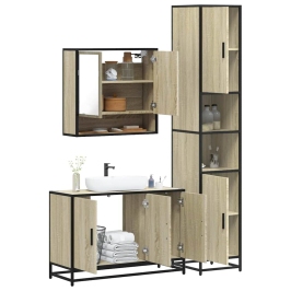 Set de muebles de baño 3 pzas madera contrachapada roble Sonoma