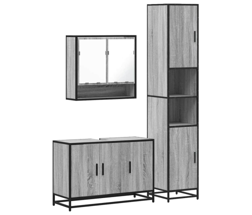 Set de muebles de baño 3 pzas madera contrachapada gris sonoma