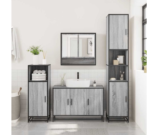 Set de muebles de baño 3 pzas madera contrachapada gris sonoma