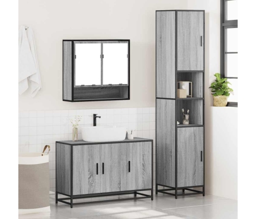 Set de muebles de baño 3 pzas madera contrachapada gris sonoma