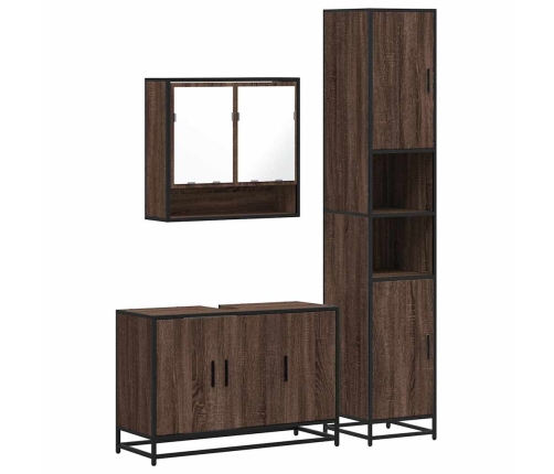 Set de muebles baño 3 pzas madera contrachapada roble marrón