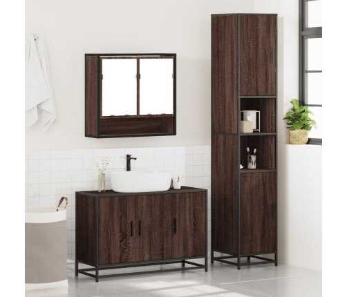 Set de muebles baño 3 pzas madera contrachapada roble marrón