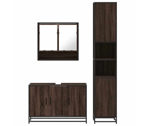 Set de muebles baño 3 pzas madera contrachapada roble marrón