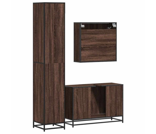 Set de muebles baño 3 pzas madera contrachapada roble marrón