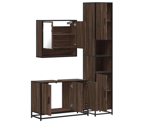 Set de muebles baño 3 pzas madera contrachapada roble marrón