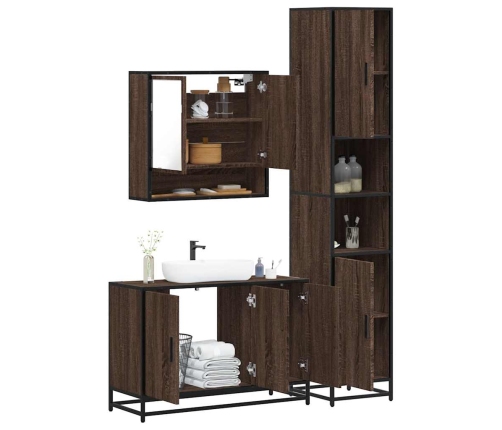 Set de muebles baño 3 pzas madera contrachapada roble marrón