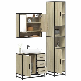 Set de muebles de baño 3 pzas madera contrachapada roble Sonoma