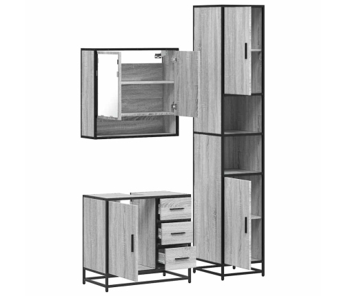 Set de muebles de baño 3 pzas madera contrachapada gris sonoma