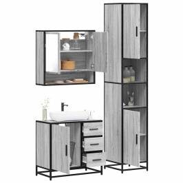 Set de muebles de baño 3 pzas madera contrachapada gris sonoma