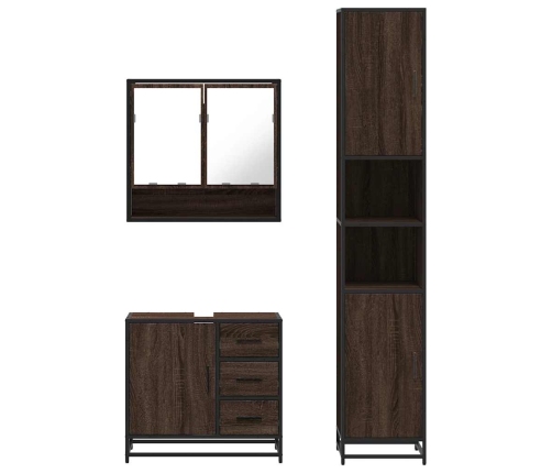 Set de muebles baño 3 pzas madera contrachapada roble marrón