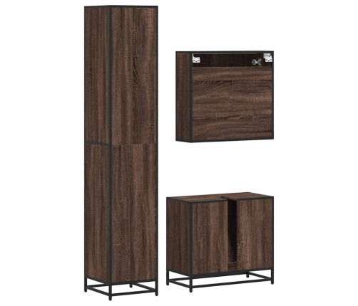 Set de muebles baño 3 pzas madera contrachapada roble marrón